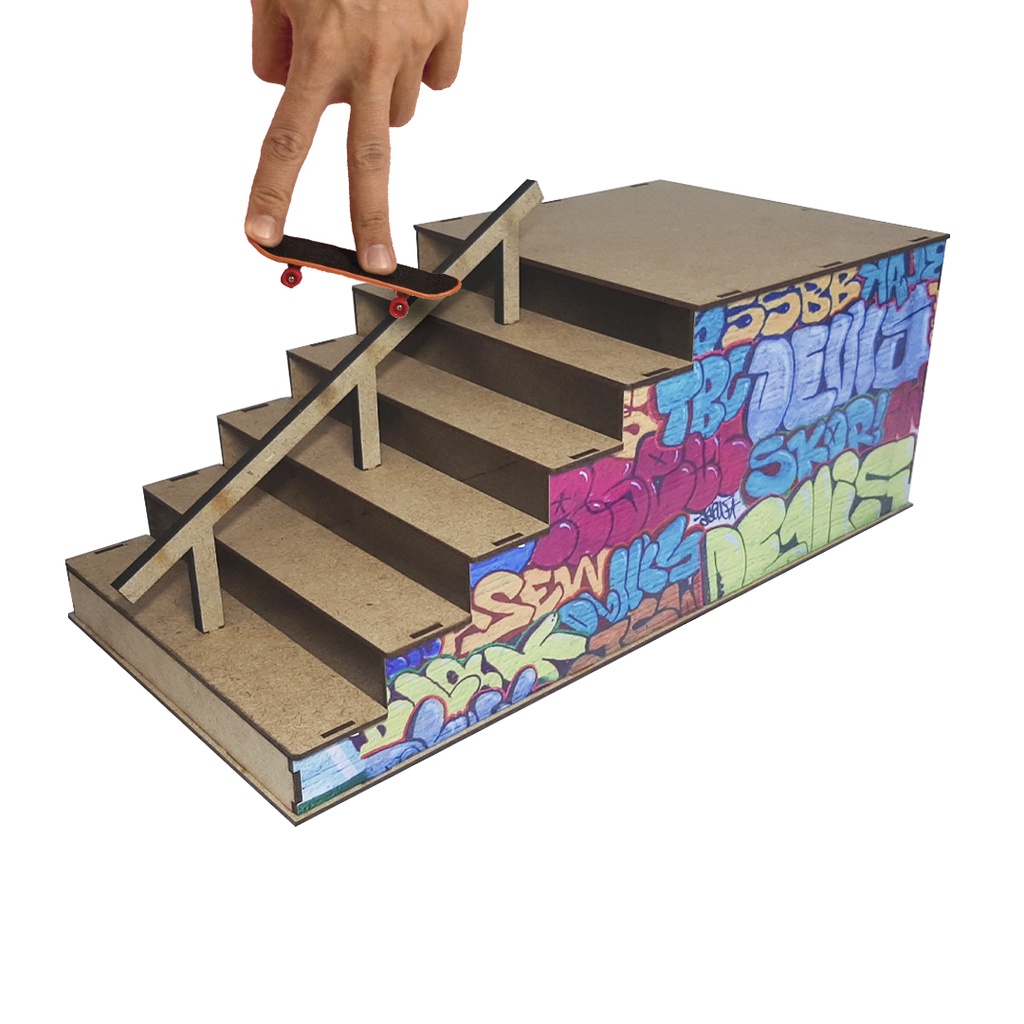 Pista Skate de Dedo Corrimão Degraus Fingerboard Madeira Mdf Adesivado em Oferta na Shopee