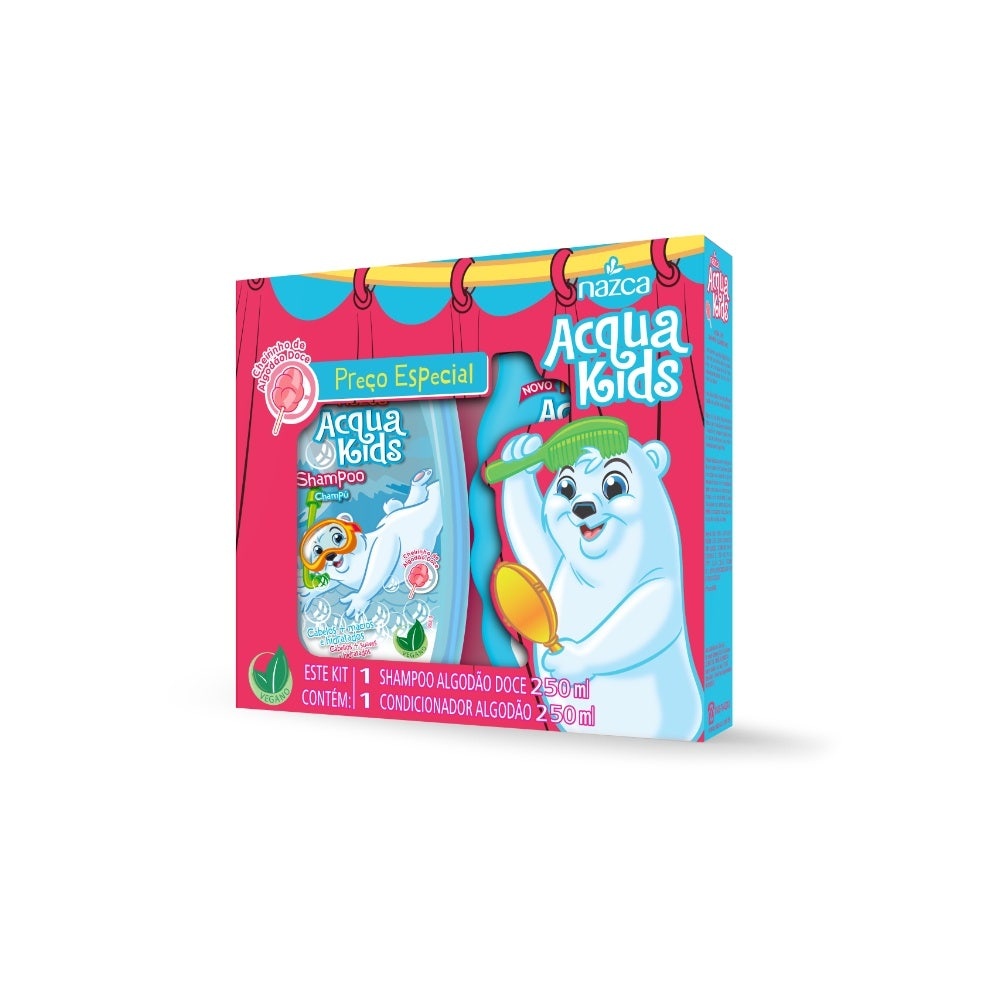 Kit Nazca Acqua Kids Shampoo 250ml + Condicionador 250ml Infantil Algodão Doce em Oferta na Shopee
