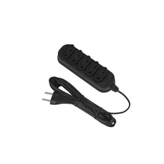 Extensão elétrica 3 metros 5 tomadas bivolt preto Force Line