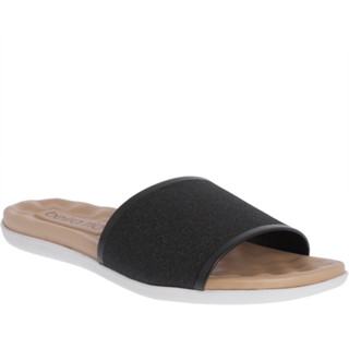 Rasteira Beira Rio Flat Tira Larga Glitter Preto