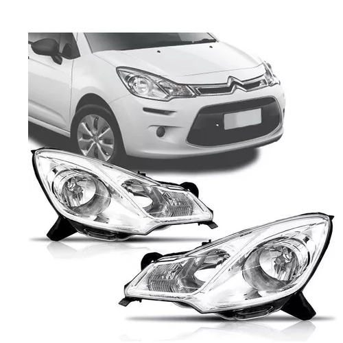 Farol Citroen C3 Cromado Manual 2013 14 15 16 17 18 19 2020