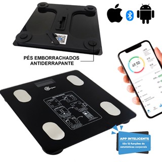 Balança De Bioimpedancia Bluetooth Medição Corporal por App Até 180Kg