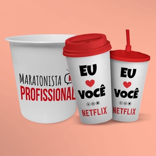 Kit Cinema Eu, Você e Netflix Balde de Pipoca + Copo em Oferta na Shopee