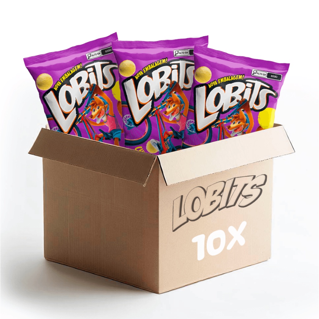 Salgadinho Lobits Sabor Churrasco - Pacote com 10 unidades de 40g