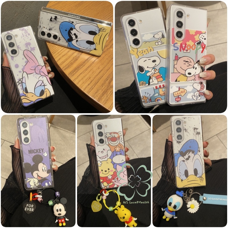 Capa Dobrável Samsung Galaxy Z Fold 6 5 4/3 Cartoon Fosco PC Rígido À Prova De C