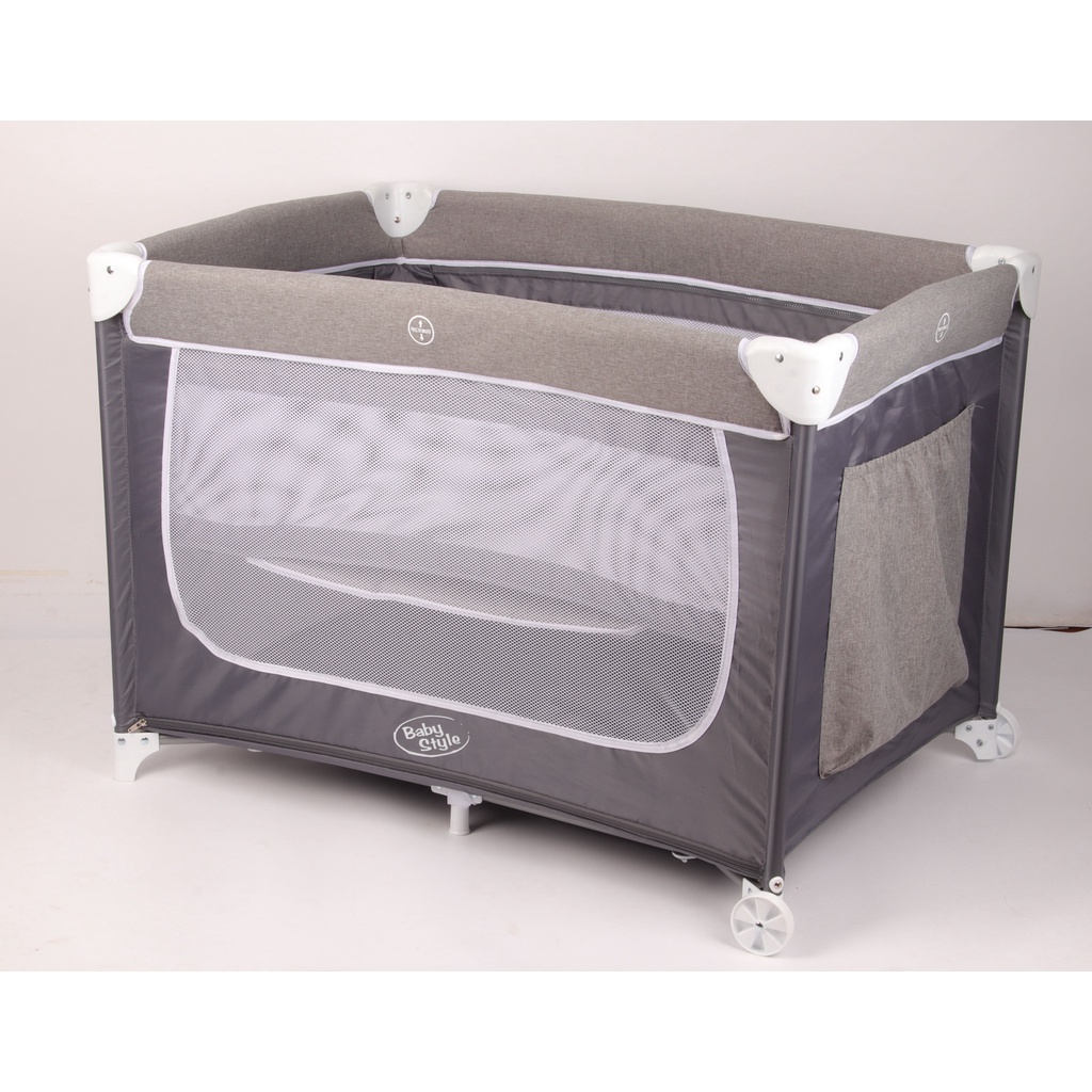Berço Cercado Portátil Confort  Cinza  Baby Style