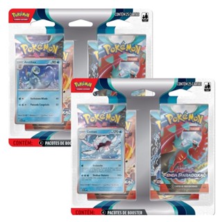 Pokemon 2 Blister Quadruplo Packs com 4 Boosters e 1 Carta Promocional em Cada Ev4 Fenda Paradoxal Copag - 33648