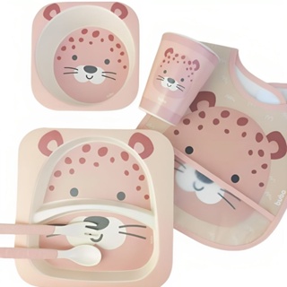 Kit Refeição Feito Em Bambu Mais Babador Com Bolso Cachorrinho - Buba em Oferta na Shopee