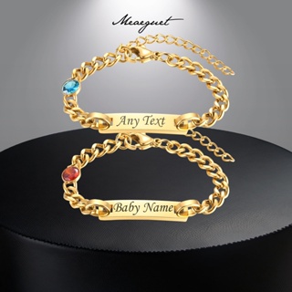 Meaeguet Pulseira Personalizada Com Nome De Bebê Gravado Inoxidável Para Pedra De Nascimento em Oferta na Shopee