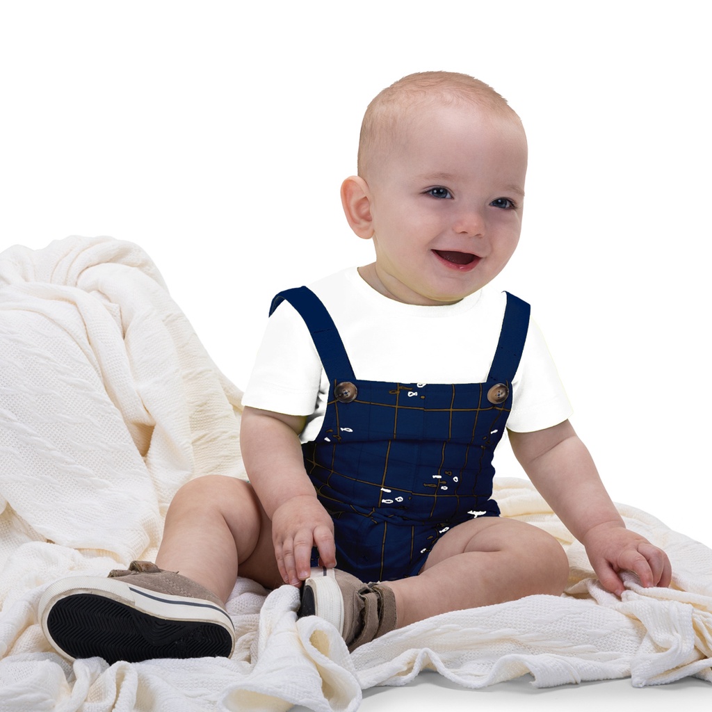 Conjunto Bebe Menino Camisa Jardineira Listrada Trick Nick