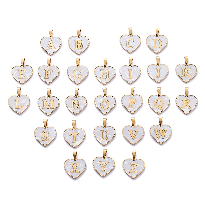 St.kunkka 1 peça A-Z pingente de colar de letra de aço inoxidável em formato de coração sem desbotamento de alta qualidade