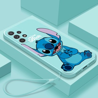 Capa Para Samsung Galaxy A52 A53 A33 A52S 5G Cute Blue Stitch Girl Pink Angel Love Heart Lanyard Macia À Prova De Choque Telefone Tpu