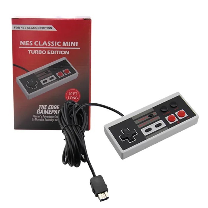 Controle Classic Mini Turbo Para Nes Classic Nintendo Wii e Wii U Cinza