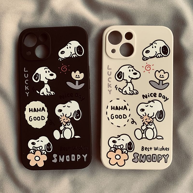 Capa de telefone de silicone tudo incluído dos desenhos animados do Snoopy fofo para iPhone 5 5s SE2016 SE2020 SE2022 6 s 7 8 Plus X XS XR Max 11 12 13 14 15 Pro Max Plus Capa