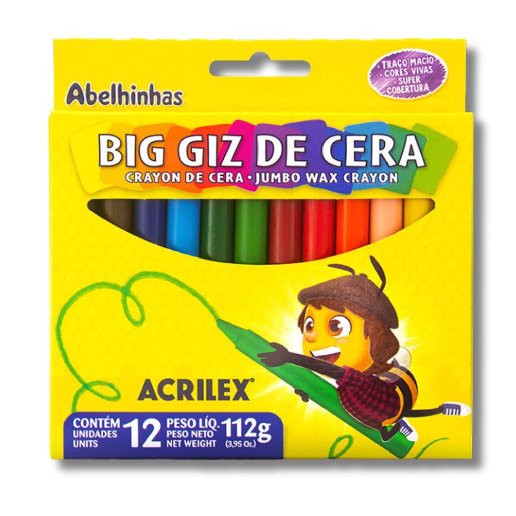 Giz de Cera Big Acrilex 12 cores
