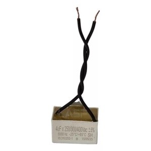 Capacitor Quadrado com fio 4uf 2 Fios para ventilador