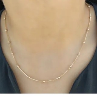 Colar de corrente de bola Tifanny delicado banhado a ouro 18K