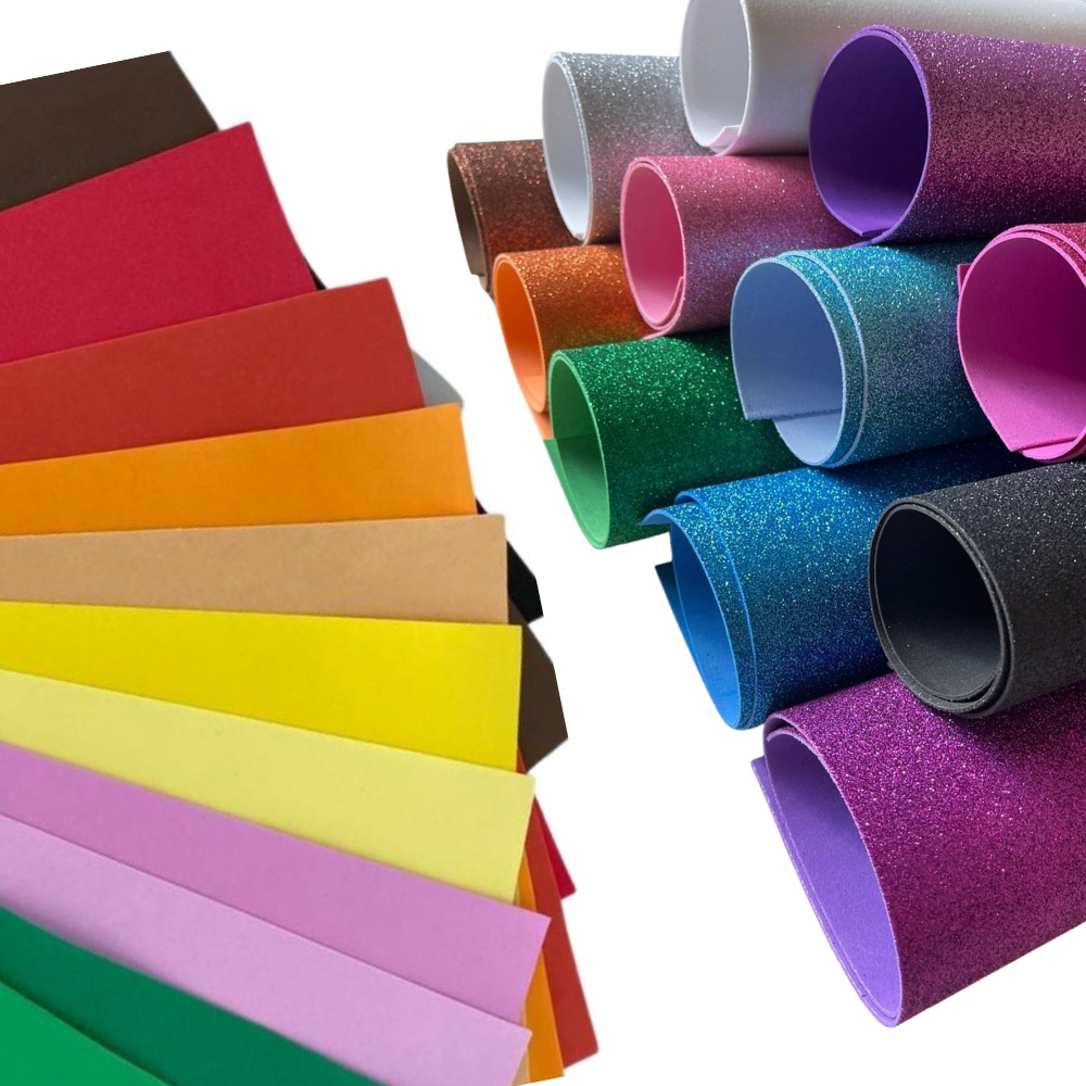 Conjunto EVA Liso E EVA Glitter Artenasato, Escolar, Decorações de Festas 40x48