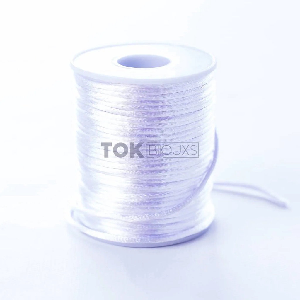 Cordão Cetim Seda 1mm - Rabo Rato - Rolo 100 Metros - Branco
