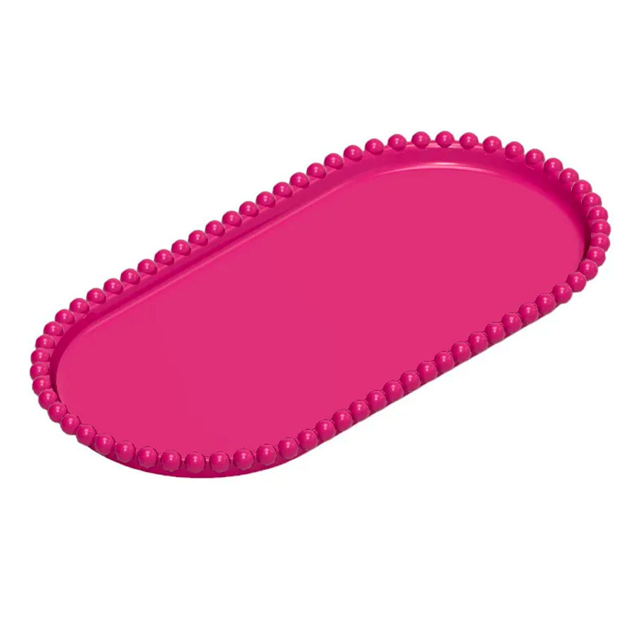 Bandeja Esfera Acrílica Durável Oval - Pink - 25x13cm - 1 unidade - Rizzo - Rizzo em Oferta na Shopee