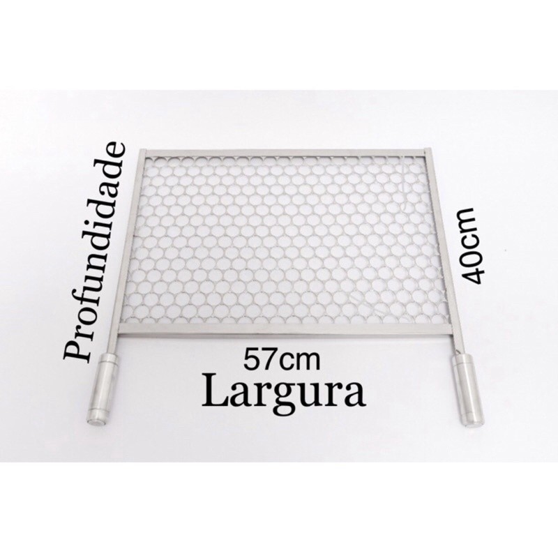 Grelha 57x40cm de assar carne de churrasco,churrasqueira em inox aço 430 com cabo alumínio para levar em qualquer lugar