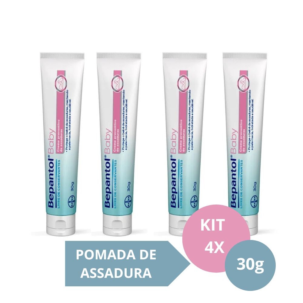 Kit com 4 Cremes Pomada de Assadura 30gr Cada - Bepantol - Mom & Baby