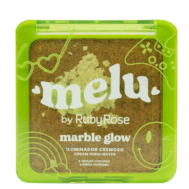 Iluminador Cremoso e Blush Marble Glow Golden Hour Melu - Melu Ruby Rose