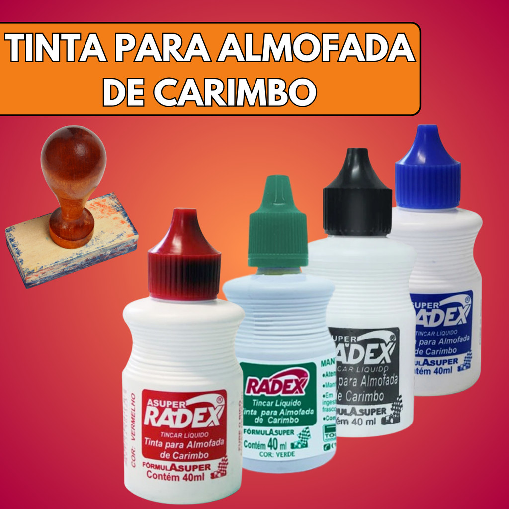 Tinta Para Almofada De Carimbo Alto Rendimento 40ml Radex - Escolha A Cor
