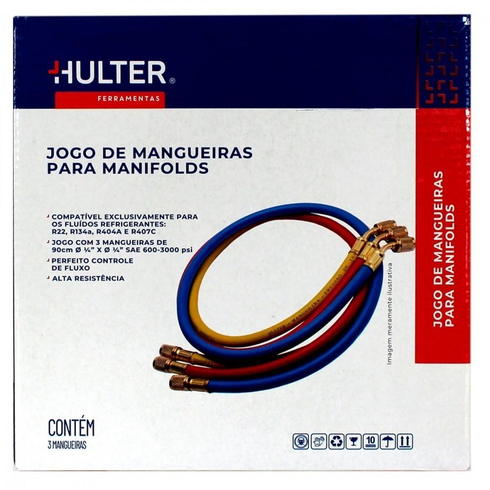 Jogo de Mangueiras para Manifold Hulter 1/4x1/4 90cm HT5336F