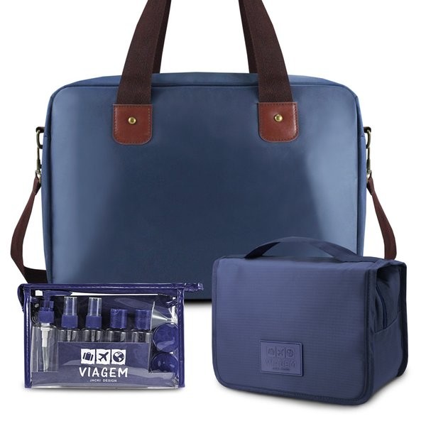 Kit Bolsa de Viagem + Necessaire + Frascos de Viagem 10 pcs  - Jacki Design em Oferta na Shopee