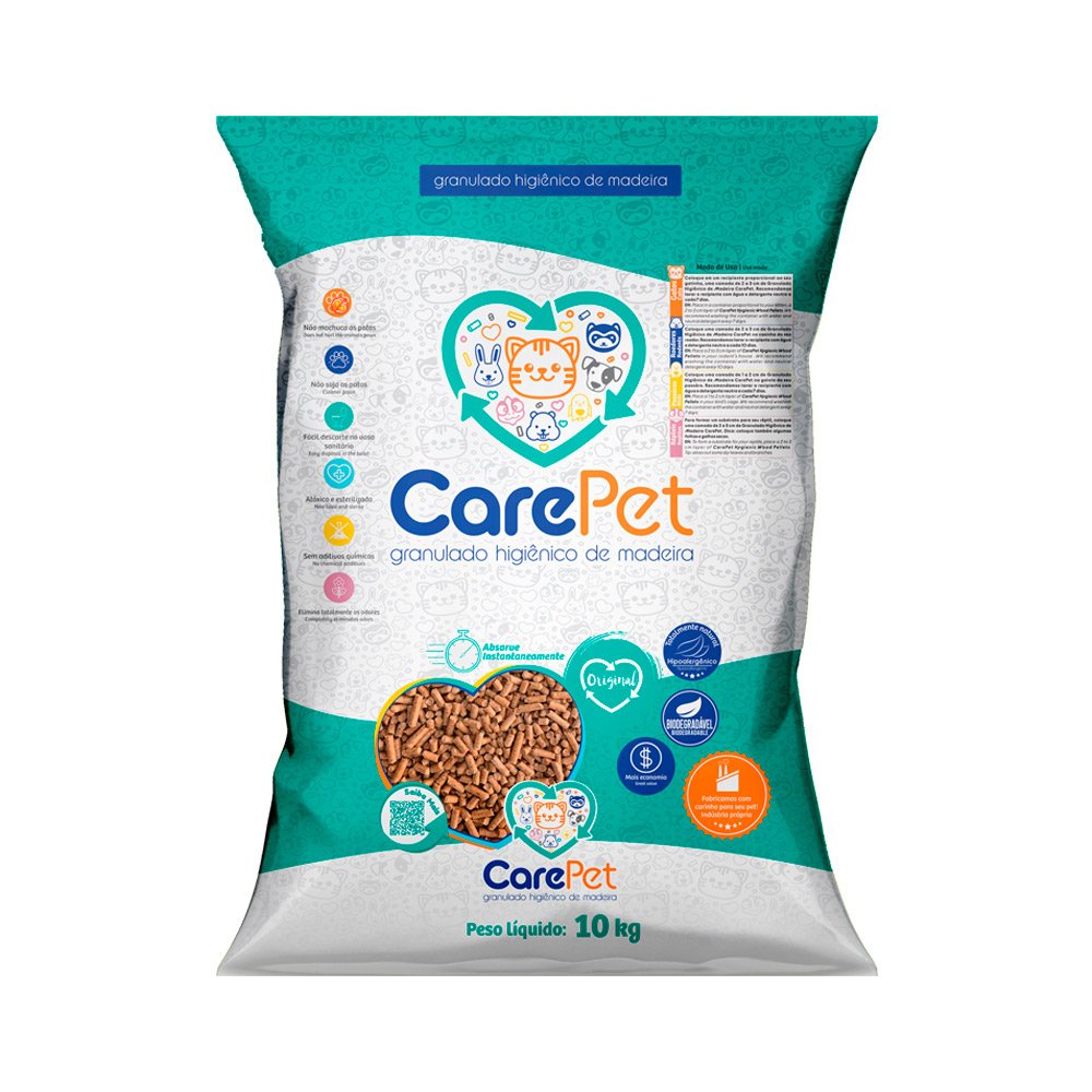 Granulado Higiênico CarePet de Madeira para Gatos 10kg