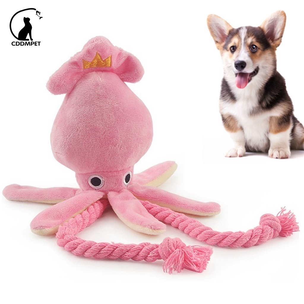 Brinquedos De Pelúcia Fofinhos Rosa Polvo Mastigar Cachorro Mordedor