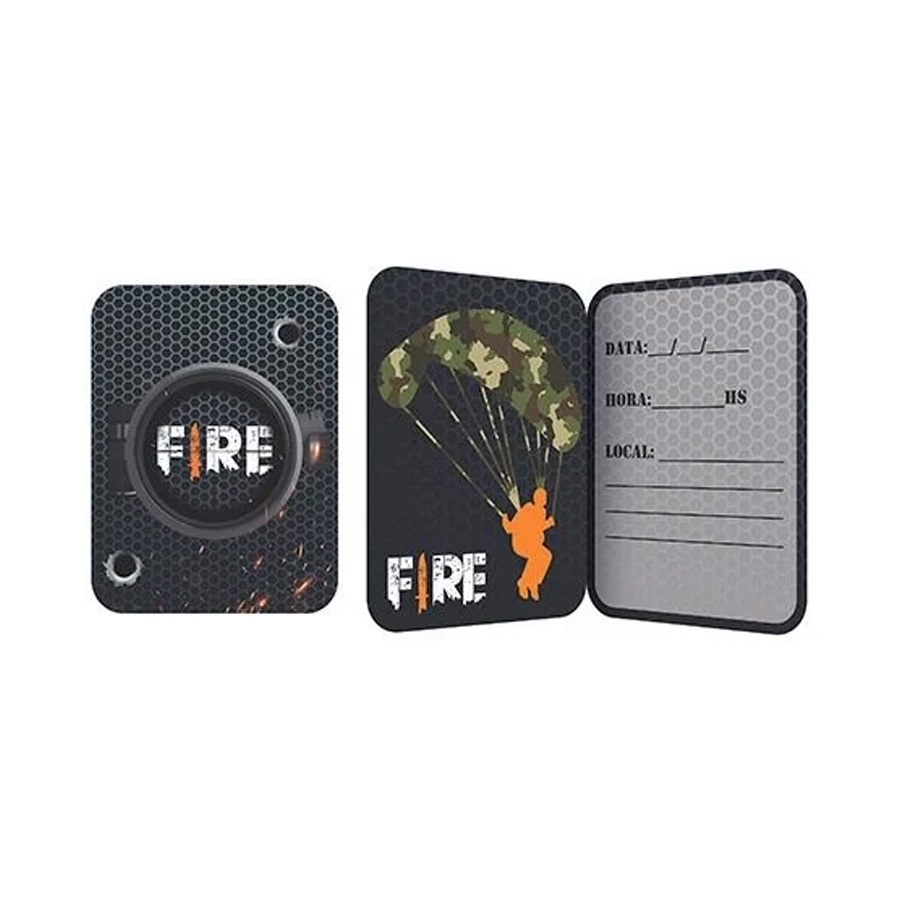 Convite Free Fire - 8 unidades - Junco - Rizzo.