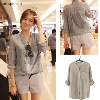 airspeccut Women Tops De Outono Botão De Linho Para Baixo Camisa De Carreira Casual Solta Blusa De Manga Comprida Pt