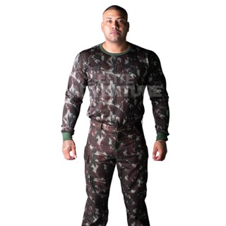 Camiseta Camuflada Manga Longa Dry Fit Verde Oliva
