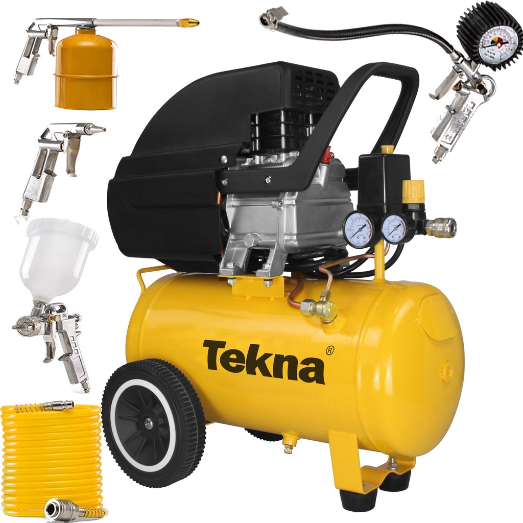 Compressor de Ar 24 Litros 2HP Oficina Borracharia Kit Completo