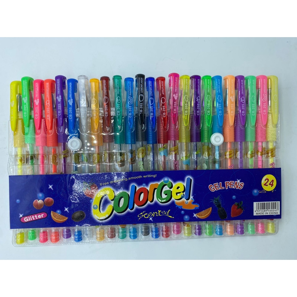 Kit de canetinhas Color Gel 24 cores. Cheirinho de fruta, com griter na escrita.