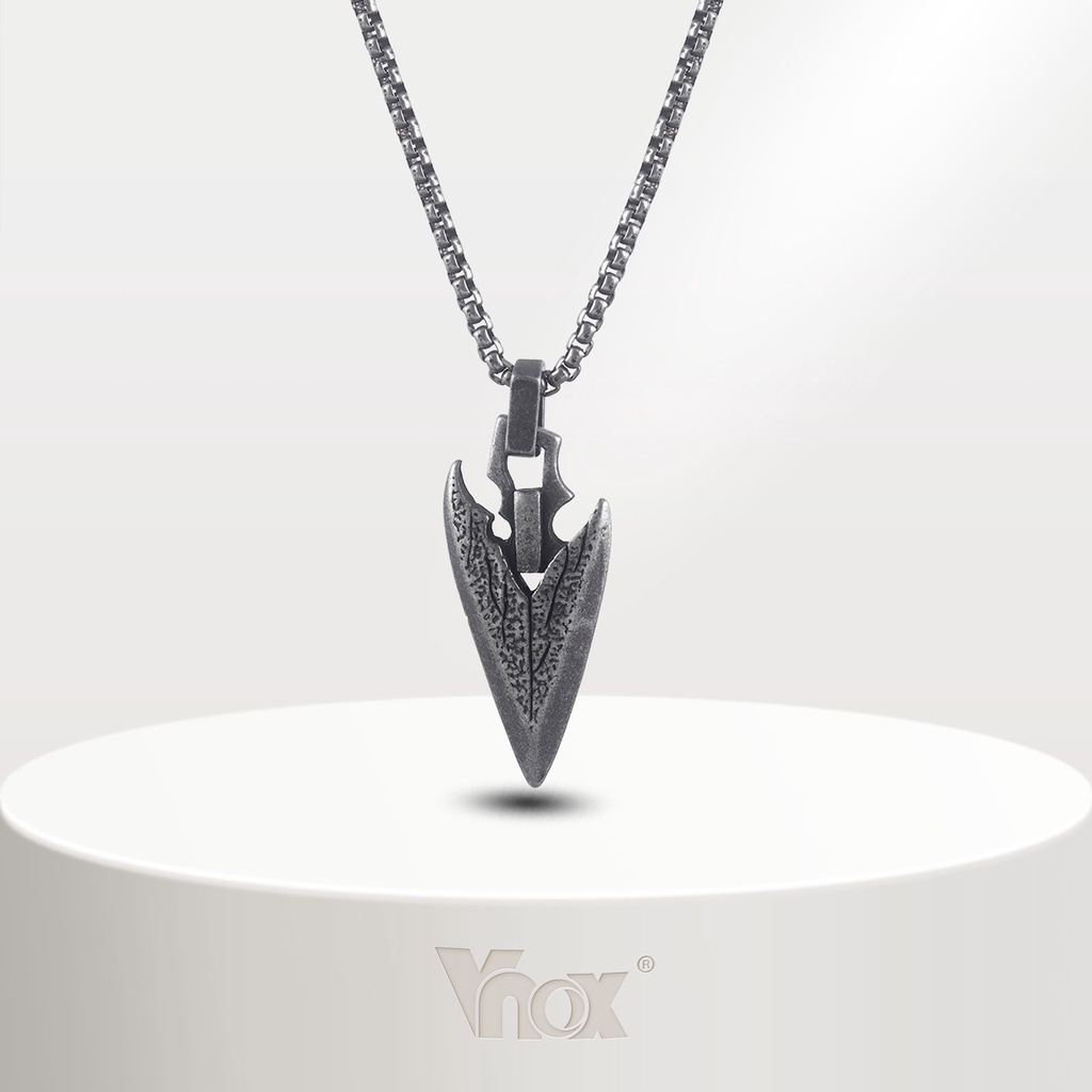 VNox Colar De Flecha Punk Para Homens Da Marca , Aço Inoxidável Retro Prata Viking Cabeça De Lança Longa Pingente De Colarinho Jóias em Oferta na Shopee