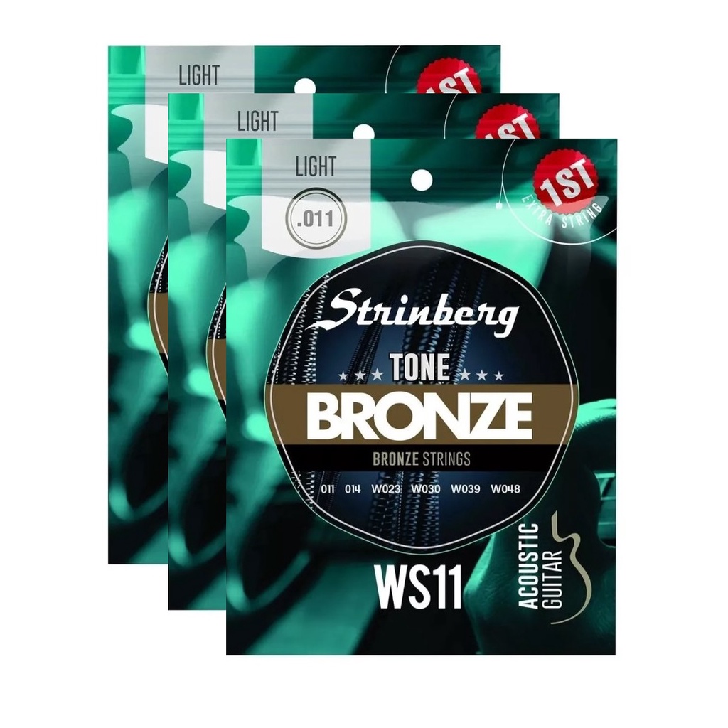 Kit 3 Jogos de Cordas Encordoamento Strinberg WS11 Violão Aço 011 WS-11 em Oferta na Shopee