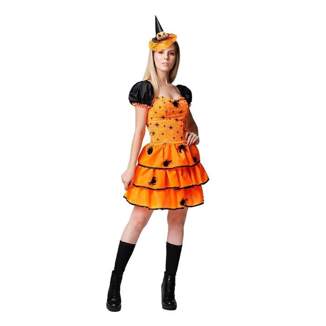 Fantasia de Bruxa Adulto Aranha Laranja de Halloween em Oferta na Shopee