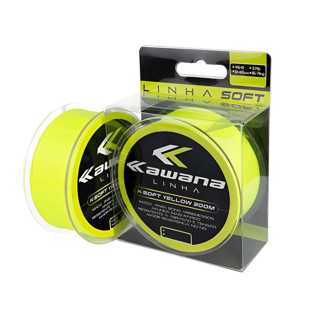 Linha Kawana Soft Yellow 300m 0.37mm 13.6kg - Maruri em Oferta na Shopee