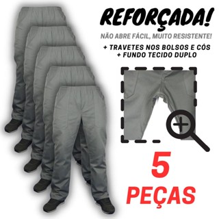 KIT - 5 - CALÇA SR - Reforçada Brim pesado uniforme profissional construção civil trabalho pesado