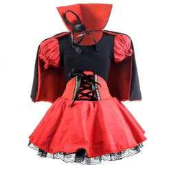 Fantasia Vampira Feminina de Luxo Com Corselet e Capa de Halloween