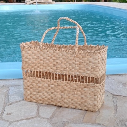 Bolsa de palha moda praia cesta presente dia das mães