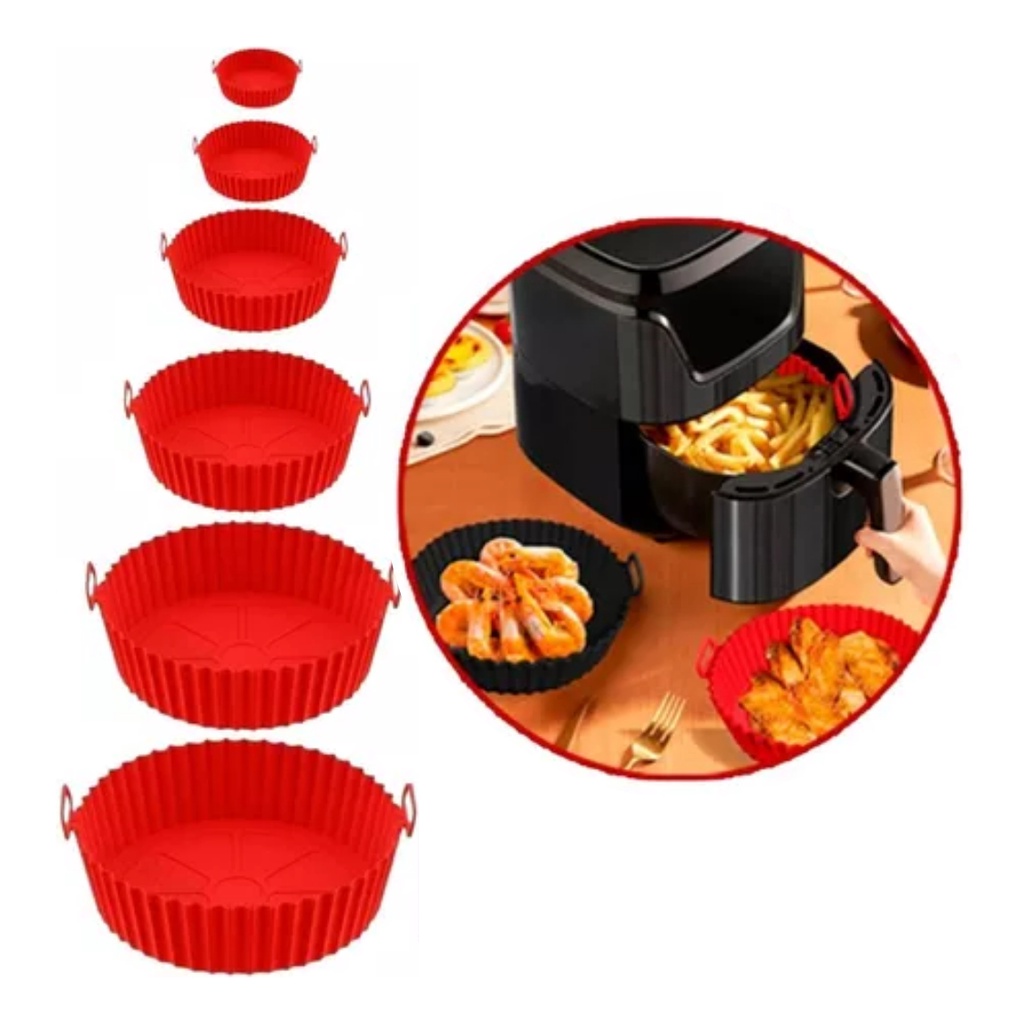 Kit 6 Formas De Silicone Antiaderente Air Fryer Reutilizável