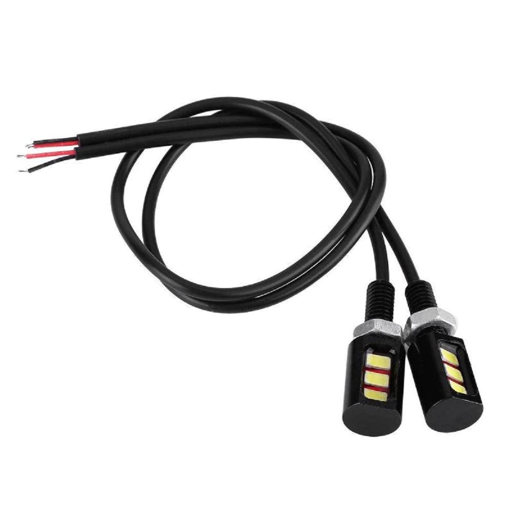 Par De Parafuso De Placa Luz 3 Leds Piscas Moto Carro