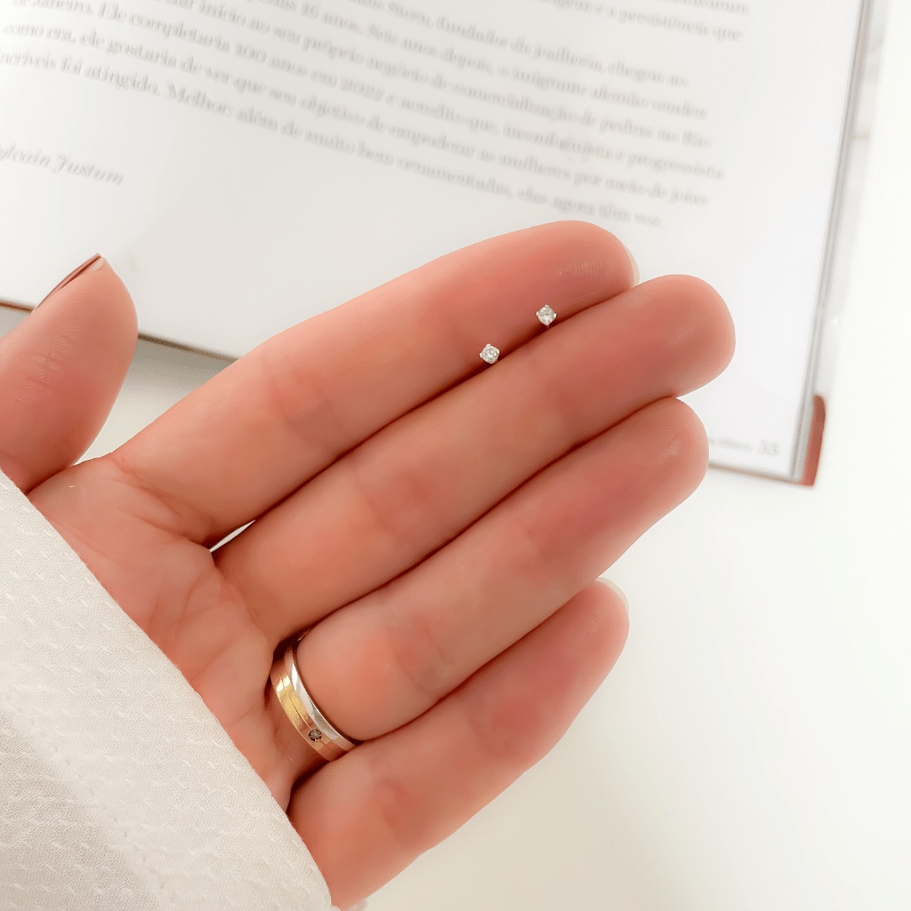 Brinco De Prata 925 Ponto De Luz Com Zircônia 2mm em Oferta na Shopee