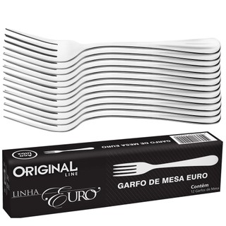 Jogo Aco Inox 12 Garfo Mesa Churrasco Restaurante Bar Lanchonete Buffet Euro Premium Original Line