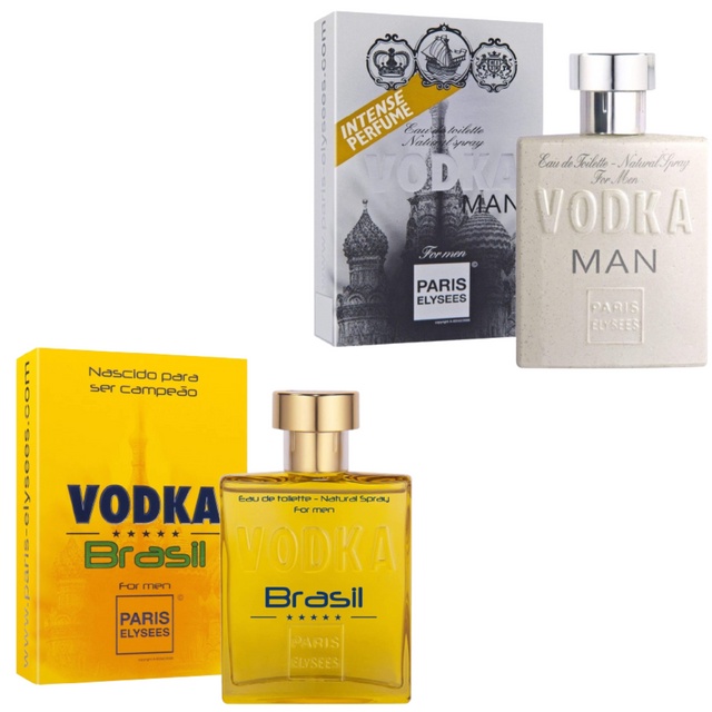 Conjuntos 2 Perfumes Paris Elysees Vodka Amarelo+Vodka Man