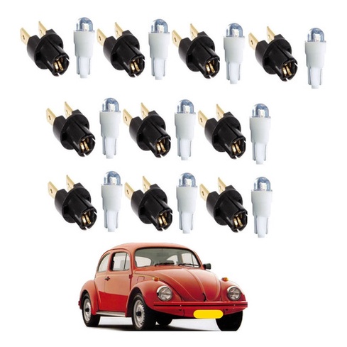 Kit 10 Soquetes + Lampada Branca Painel Fusca Itamar